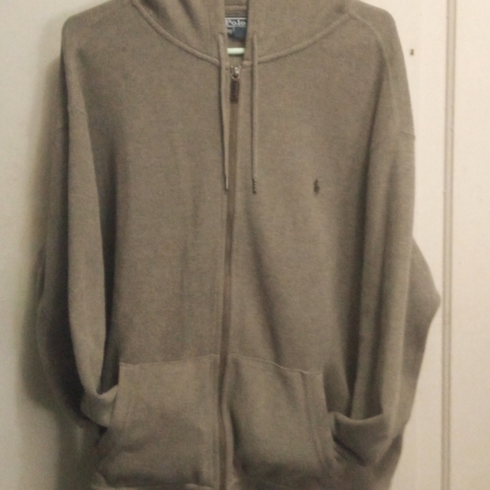 Polo by Ralph Lauren prestine cond brown knit zip up hooded sweater XXL🔥🔥🔥🔥